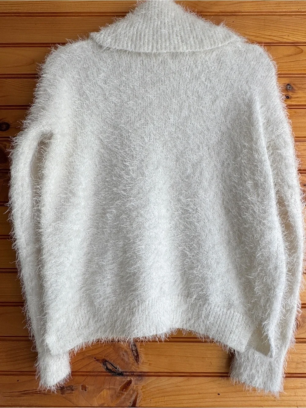 Pink Rose Eyelash Turtleneck Sweater M Fuzzy Cozy Soft Cream Plush